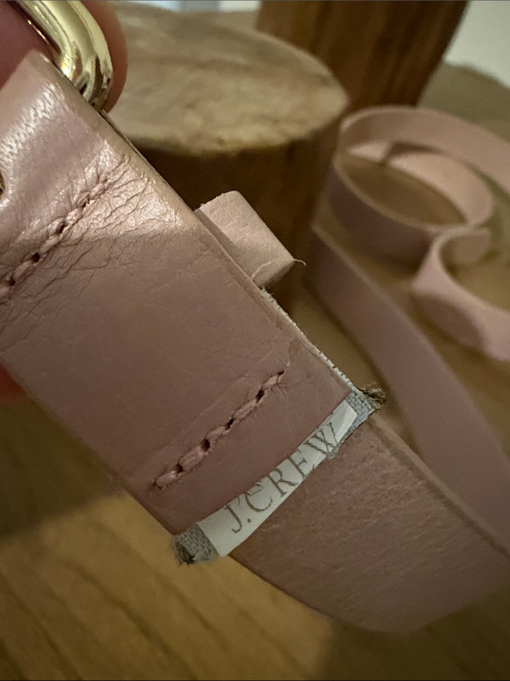 J. Crew Dusty Pink Leather Belt with Gold Buckle - Picture 3 of 6